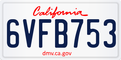 CA license plate 6VFB753