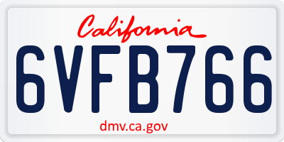 CA license plate 6VFB766