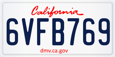 CA license plate 6VFB769