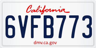 CA license plate 6VFB773