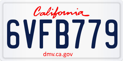 CA license plate 6VFB779