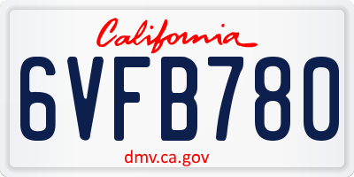CA license plate 6VFB780