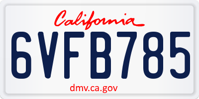 CA license plate 6VFB785