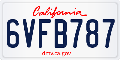 CA license plate 6VFB787