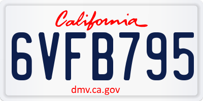 CA license plate 6VFB795