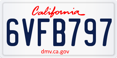 CA license plate 6VFB797