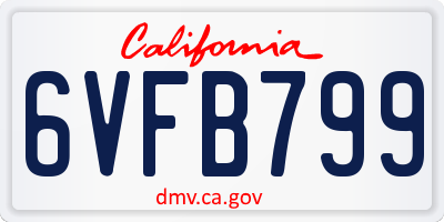 CA license plate 6VFB799