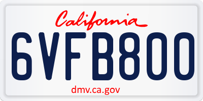 CA license plate 6VFB800