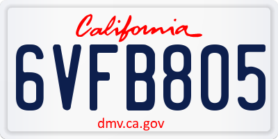 CA license plate 6VFB805