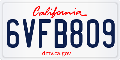 CA license plate 6VFB809