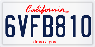 CA license plate 6VFB810