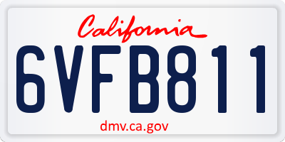 CA license plate 6VFB811