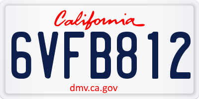 CA license plate 6VFB812
