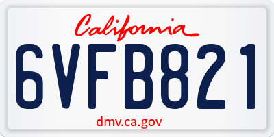 CA license plate 6VFB821