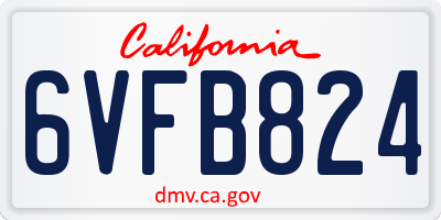 CA license plate 6VFB824