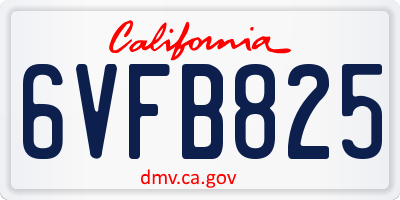 CA license plate 6VFB825