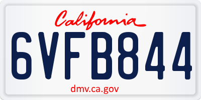 CA license plate 6VFB844