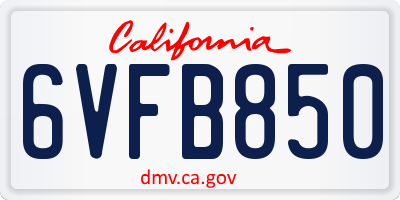 CA license plate 6VFB850