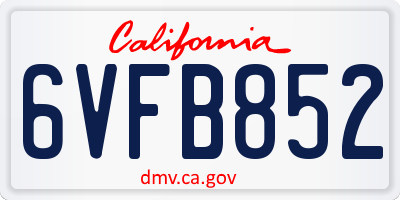 CA license plate 6VFB852