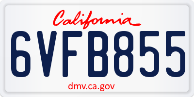 CA license plate 6VFB855