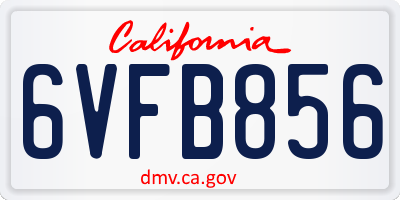 CA license plate 6VFB856
