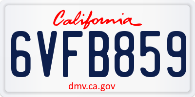 CA license plate 6VFB859