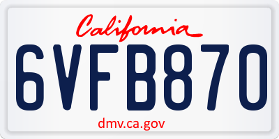 CA license plate 6VFB870