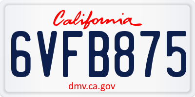 CA license plate 6VFB875