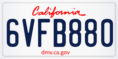 CA license plate 6VFB880