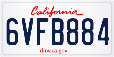 CA license plate 6VFB884