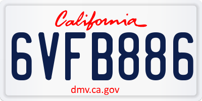 CA license plate 6VFB886