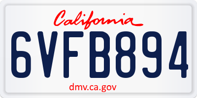 CA license plate 6VFB894