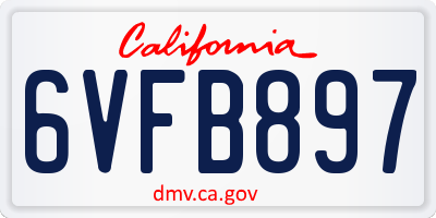 CA license plate 6VFB897