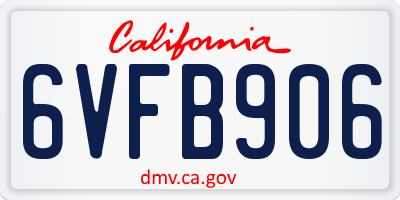 CA license plate 6VFB906
