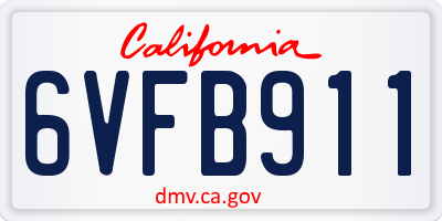 CA license plate 6VFB911