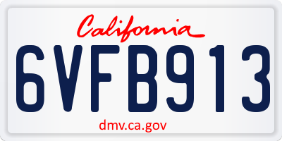 CA license plate 6VFB913