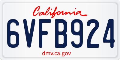 CA license plate 6VFB924