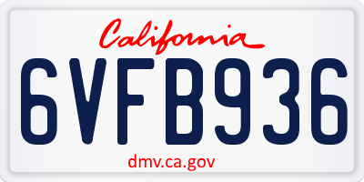 CA license plate 6VFB936