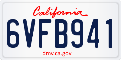 CA license plate 6VFB941