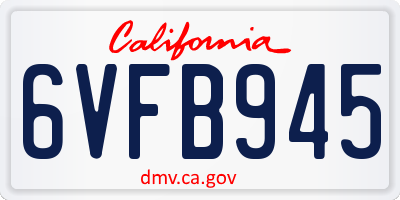 CA license plate 6VFB945
