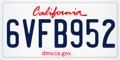 CA license plate 6VFB952