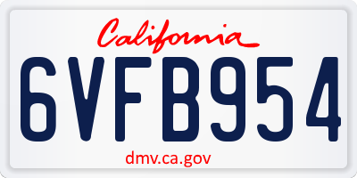 CA license plate 6VFB954