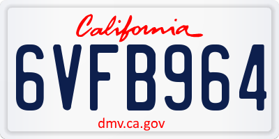 CA license plate 6VFB964