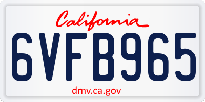 CA license plate 6VFB965