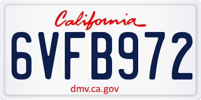 CA license plate 6VFB972
