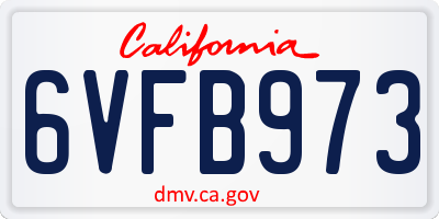 CA license plate 6VFB973