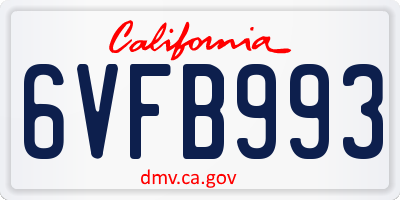 CA license plate 6VFB993