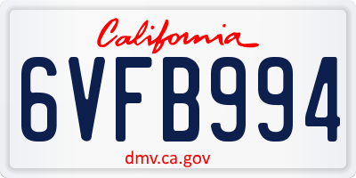 CA license plate 6VFB994