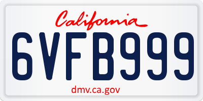 CA license plate 6VFB999