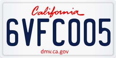 CA license plate 6VFC005